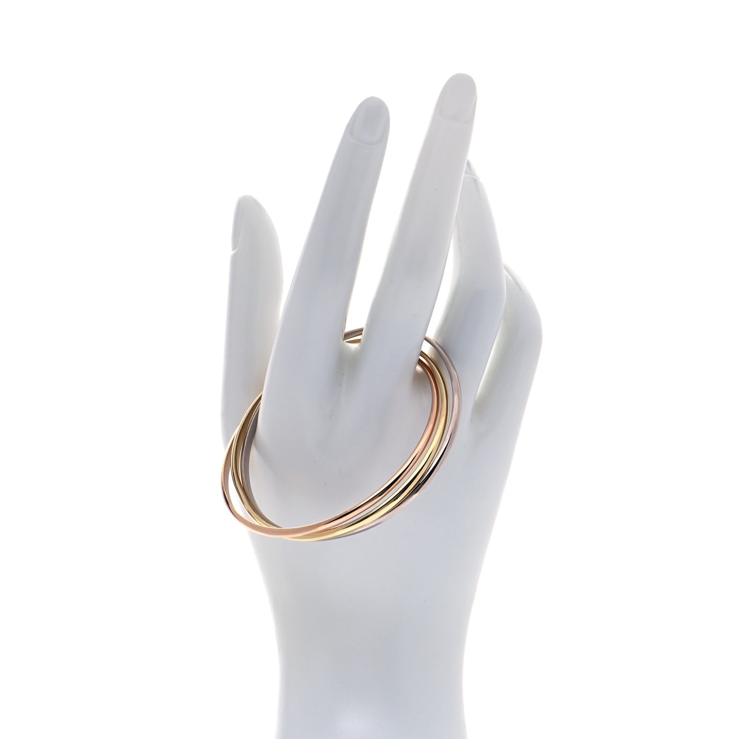 18K Pink Yellow White Gold Trinity Bangle Bracelet 16