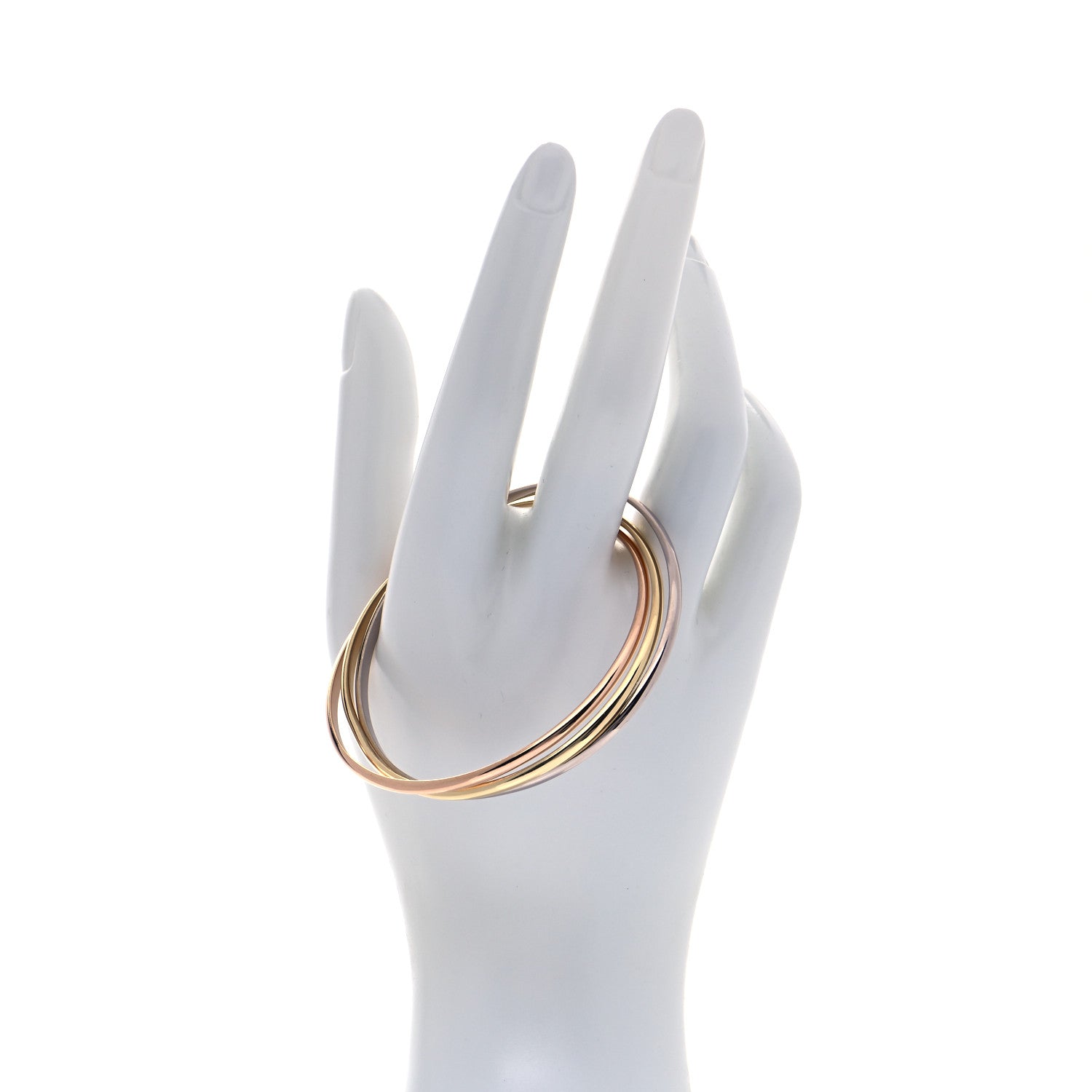 Cartier 18K Pink Yellow White Gold Trinity Bangle Bracelet 16 2 of 4
