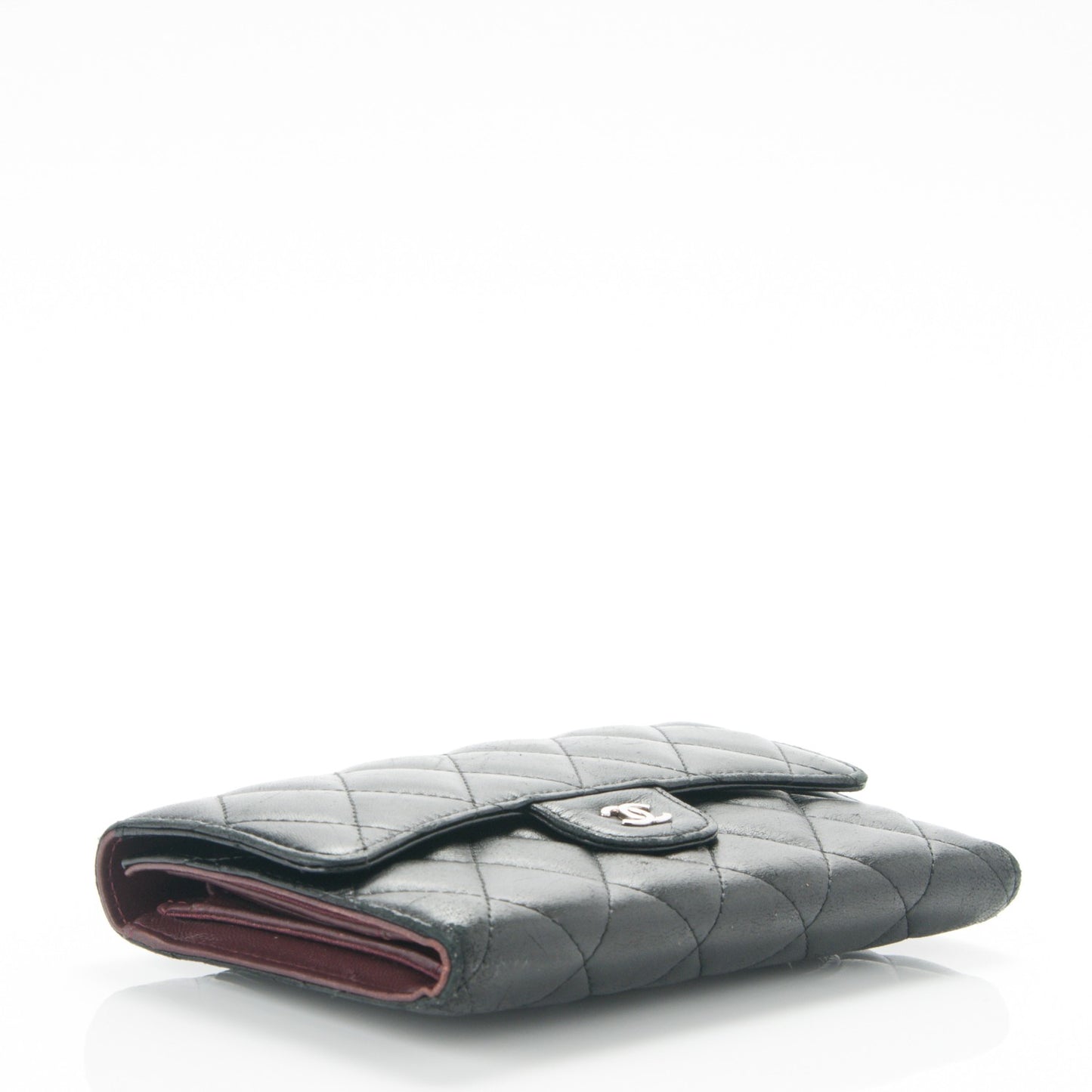 Lambskin Quilted Large Flap Wallet Black