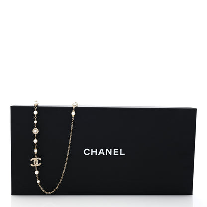 Chanel Pearl Crystal CC Long Necklace Gold 8 of 10