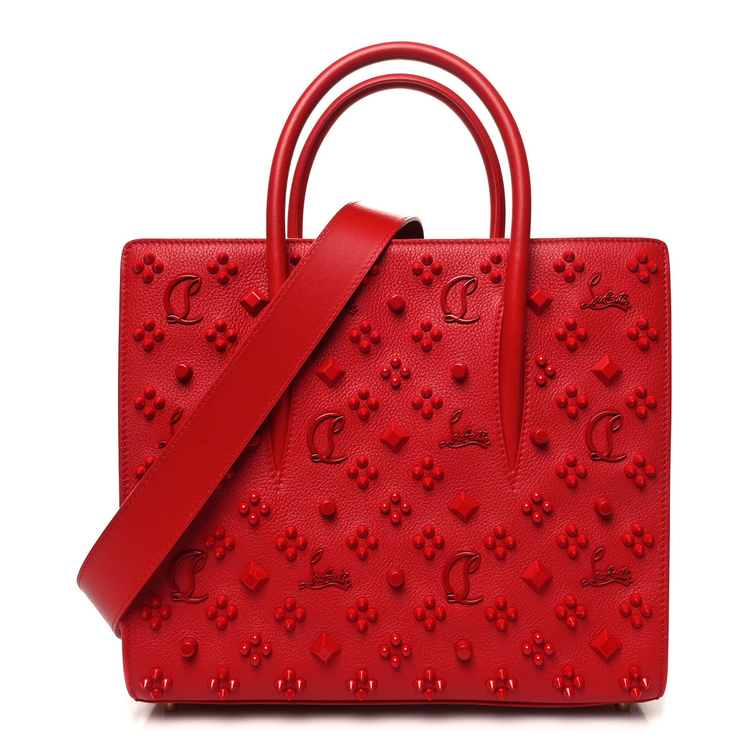 Christian Louboutin Calfskin Spikes Loubinthesky Medium Paloma Red 1 of 9