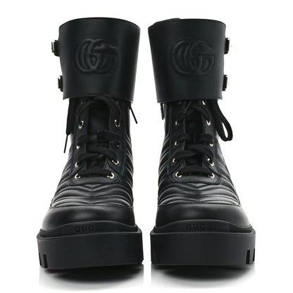 Gucci Nappa Frances GG Matelasse Platform Combat Boots 39.5 Black 2 of 8