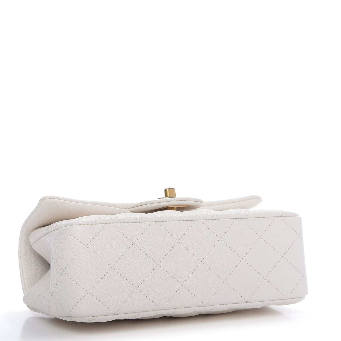 Caviar Quilted Mini Top Handle Rectangular Flap White