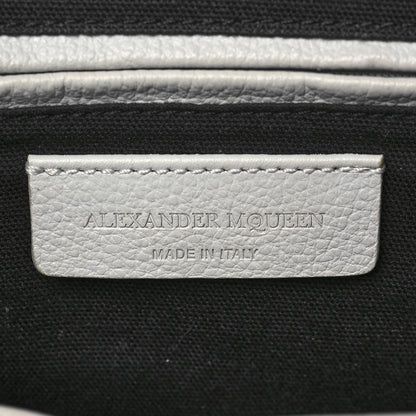 Alexander McQueen Pebbled Calfskin Small Skull Padlock Zip Around Tote Light Grey 5 of 13