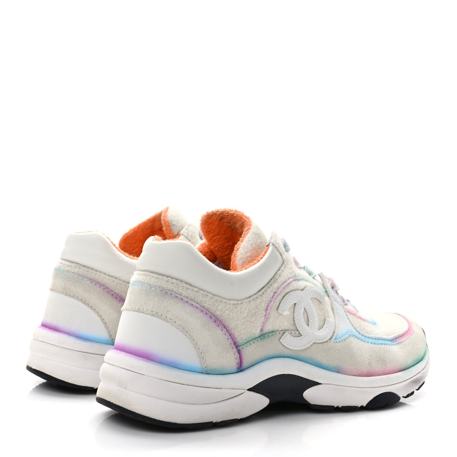 Chanel Wool Suede Calfskin CC Sneakers 38 Multicolor 4 of 9