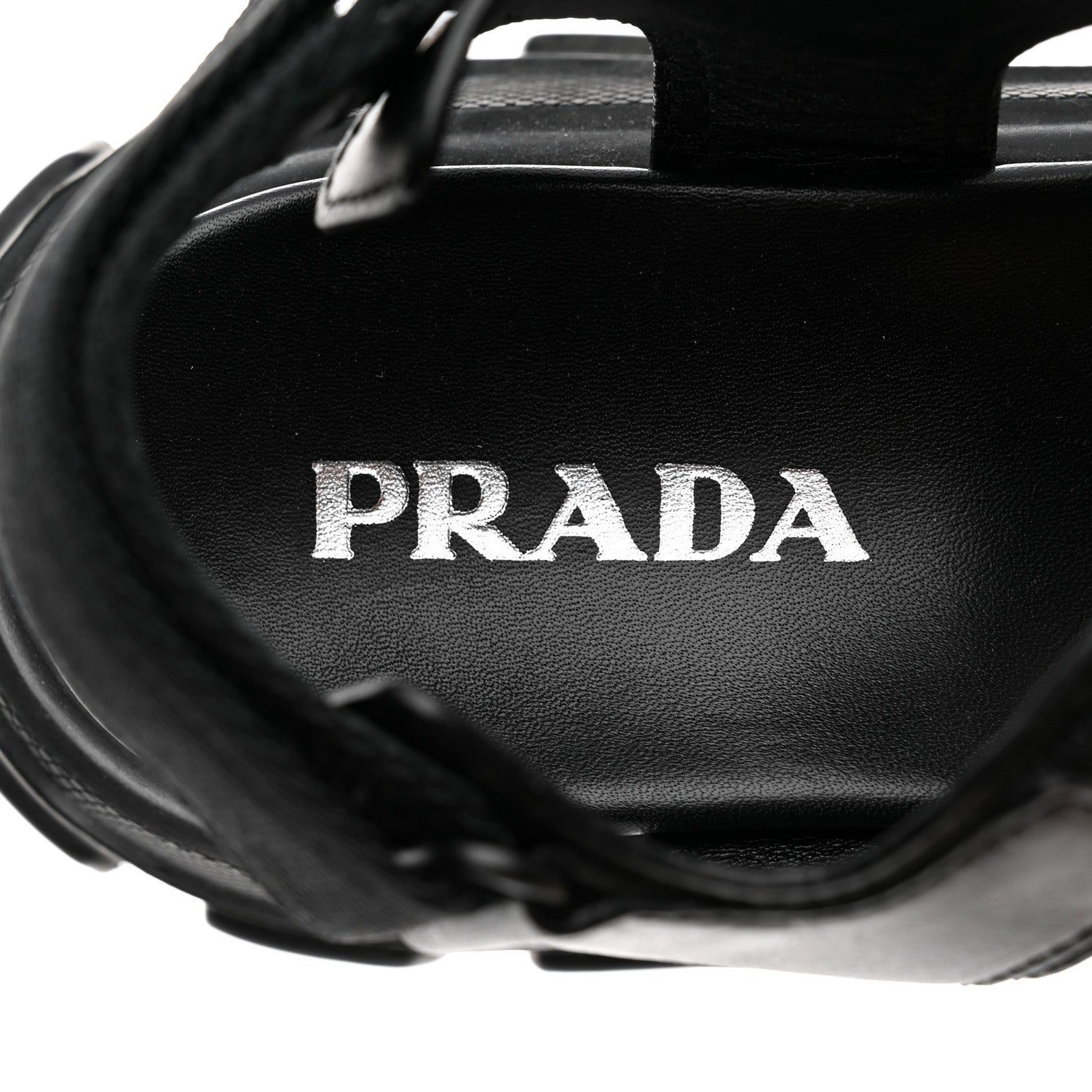 Prada Brushed Calfskin Monolith Pegasus Thunder Sandals 39 Black 7 of 8