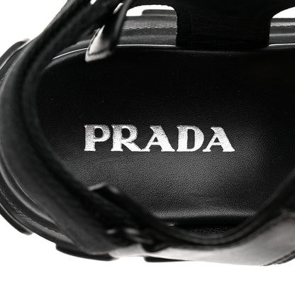 Prada Brushed Calfskin Monolith Pegasus Thunder Sandals 39 Black 7 of 8