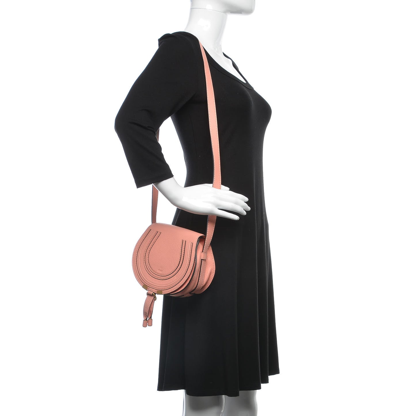 Calfskin Mini Marcie Round Crossbody Bag Ideal Blush
