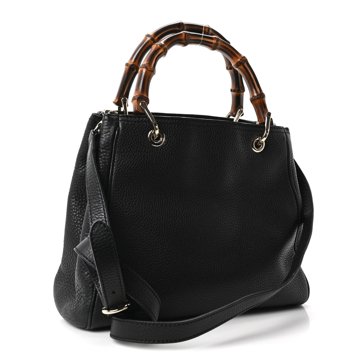 Gucci Calfskin Small Bamboo Shopper Tote Black 3 of 10