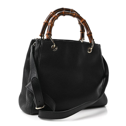 Gucci Calfskin Small Bamboo Shopper Tote Black 3 of 10