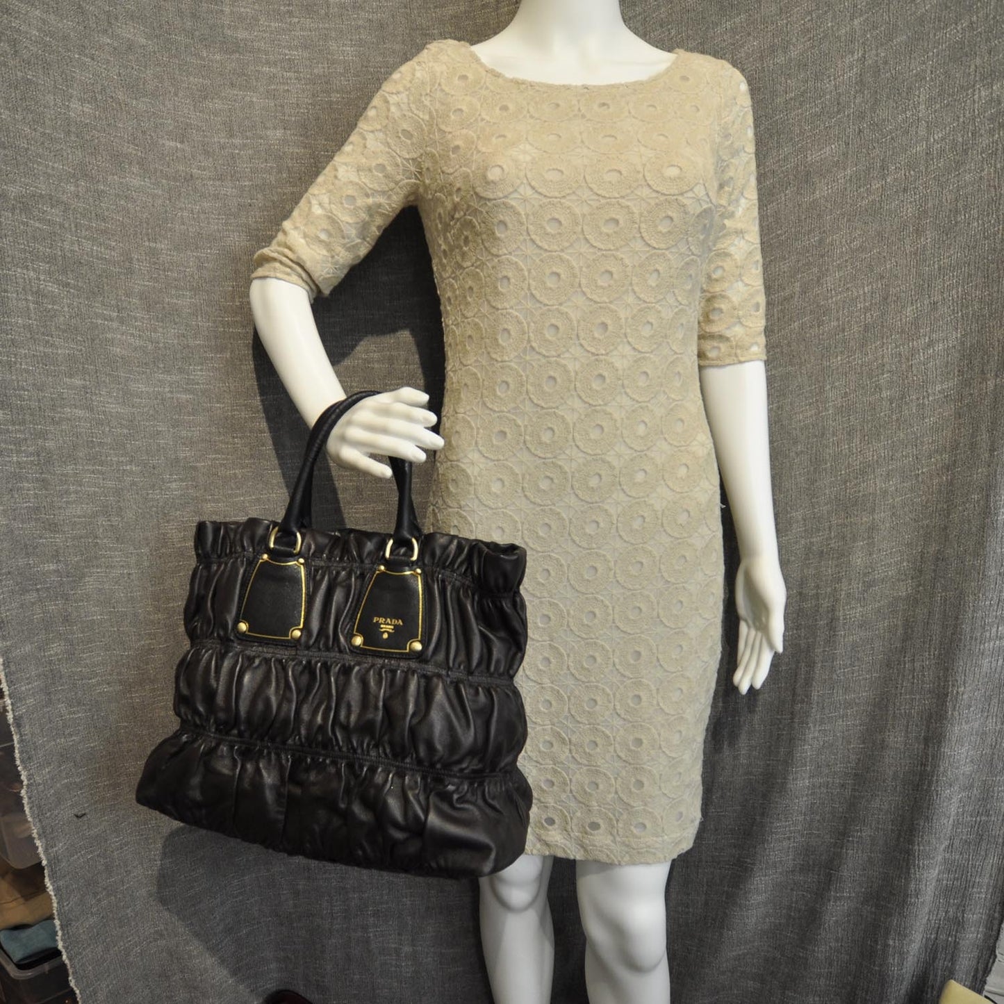Nappa Gaufre Tote Dark Coffee