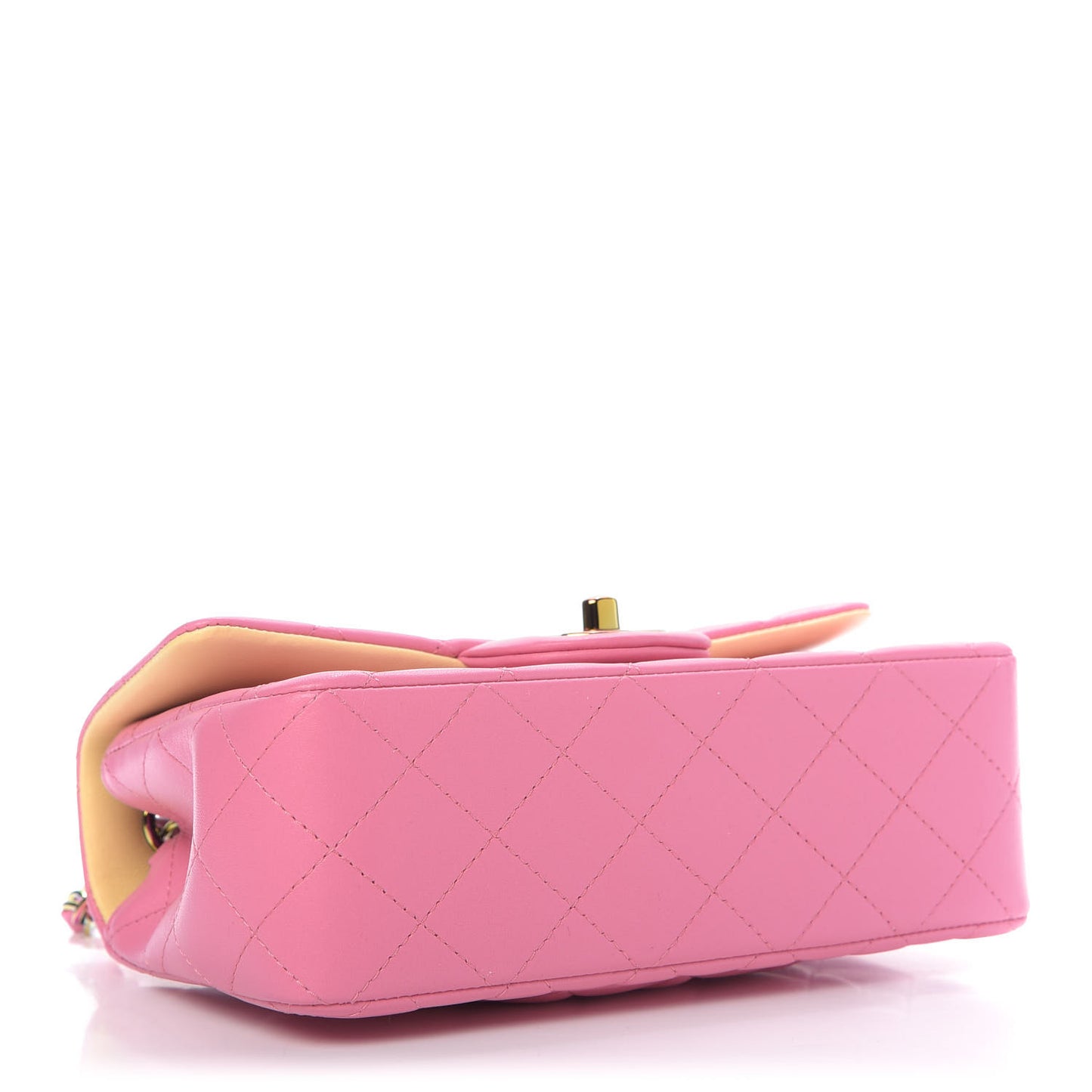 Lambskin Quilted Mini Rectangular Flap Pink Yellow