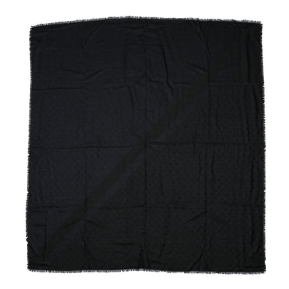Gucci Wool Silk Monogram GGWeb Fringe Shawl Navy Black 1 of 3