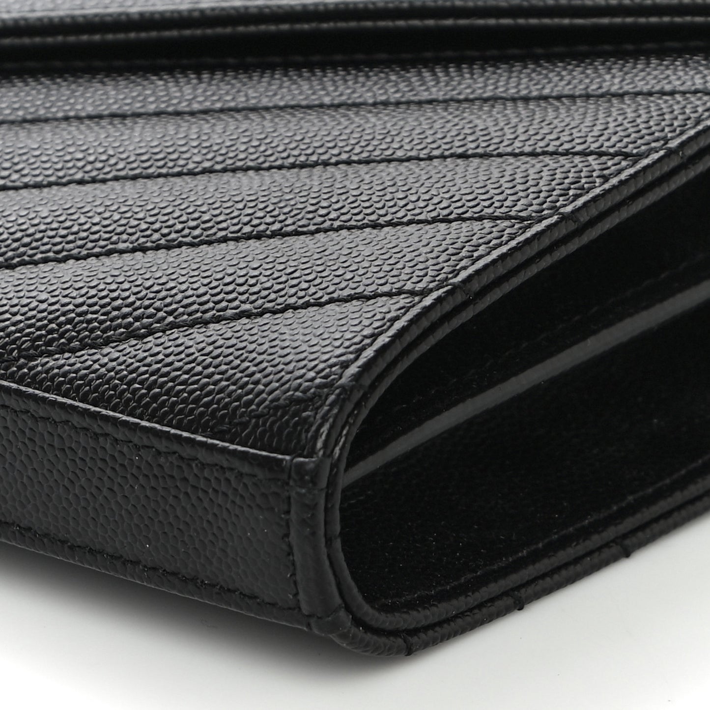 Grain De Poudre Matelasse Chevron Monogram Chain Wallet Black