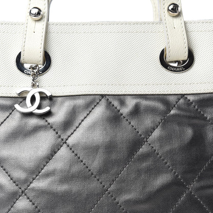 Chanel Coated Canvas Quilted Small Paris Biarritz Tote Silver 13 of 13