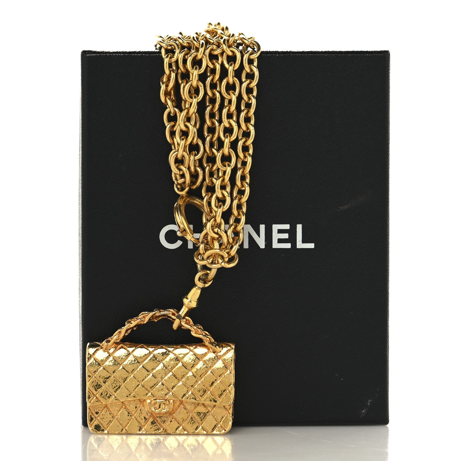 Chanel Metal Multi Chain Flap Bag Pendant Necklace Gold 7 of 7