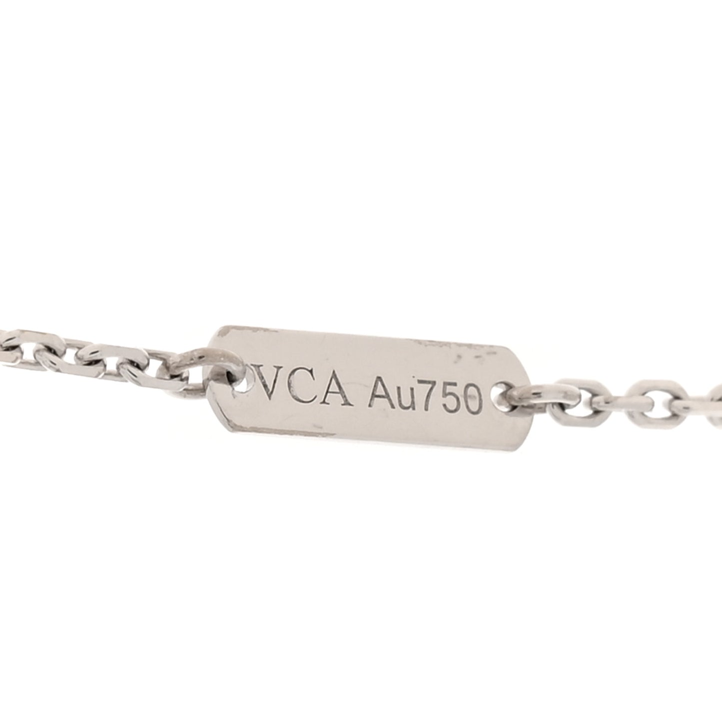 VAN CLEEF & ARPELS 18K White Gold Diamond Vintage Alhambra Pendant Necklace