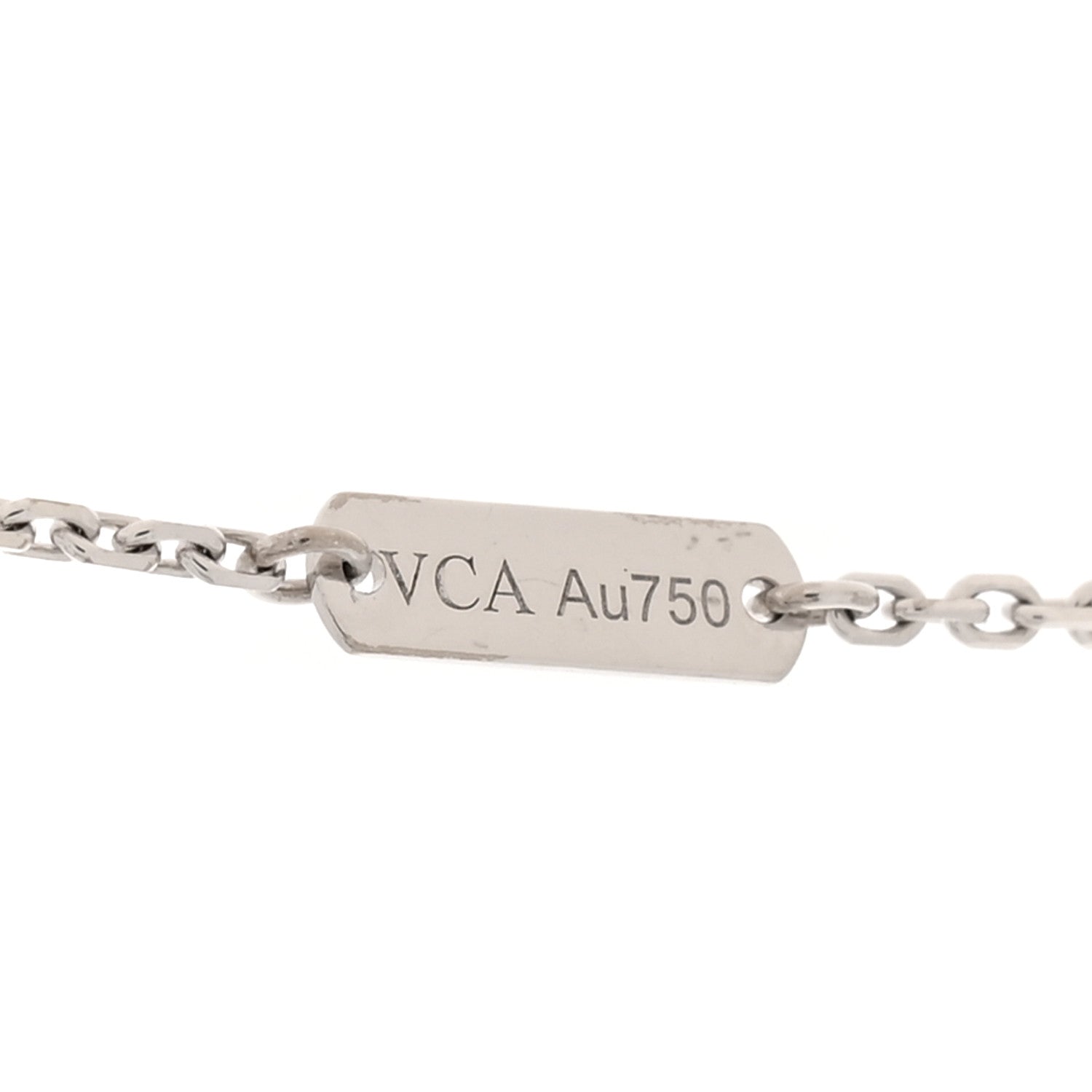Tiffany VAN CLEEF & ARPELS 18K White Gold Diamond Vintage Alhambra Pendant Necklace 5 of 7