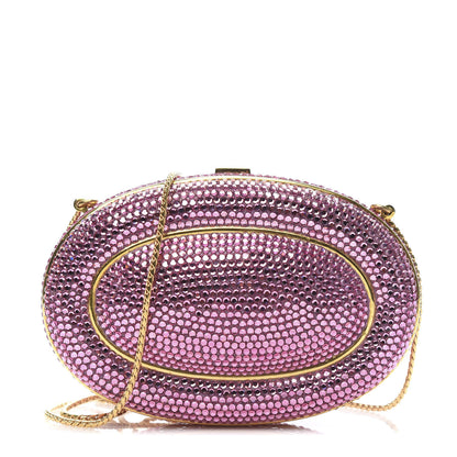 Judith Leiber Swarovski Crystal Minaudière Clutch Pink 1 of 9