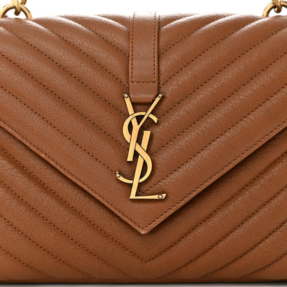 Saint Laurent Sheepskin Matelasse Chevron Monogram Medium College Bag Brick 8 of 14