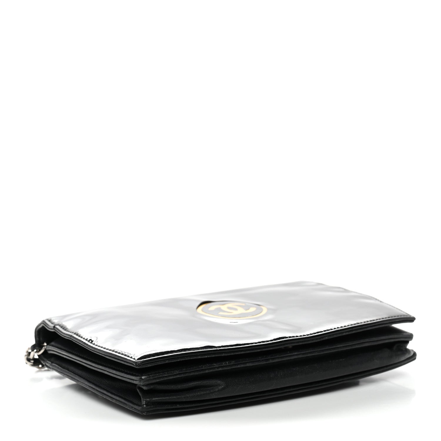 Chanel Patent CC Compact Wallet on Chain WOC Black 4 of 15