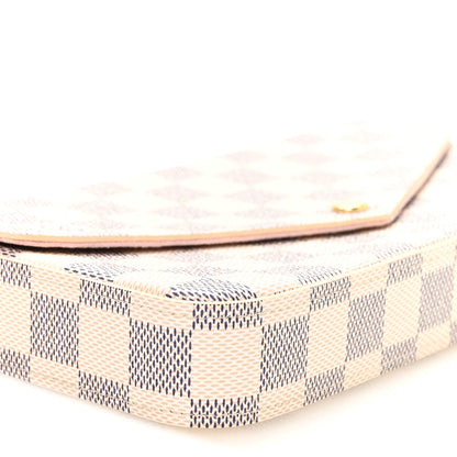 Louis Vuitton Damier Azur Pochette Felicie Chain Wallet Rose Ballerine 9 of 11