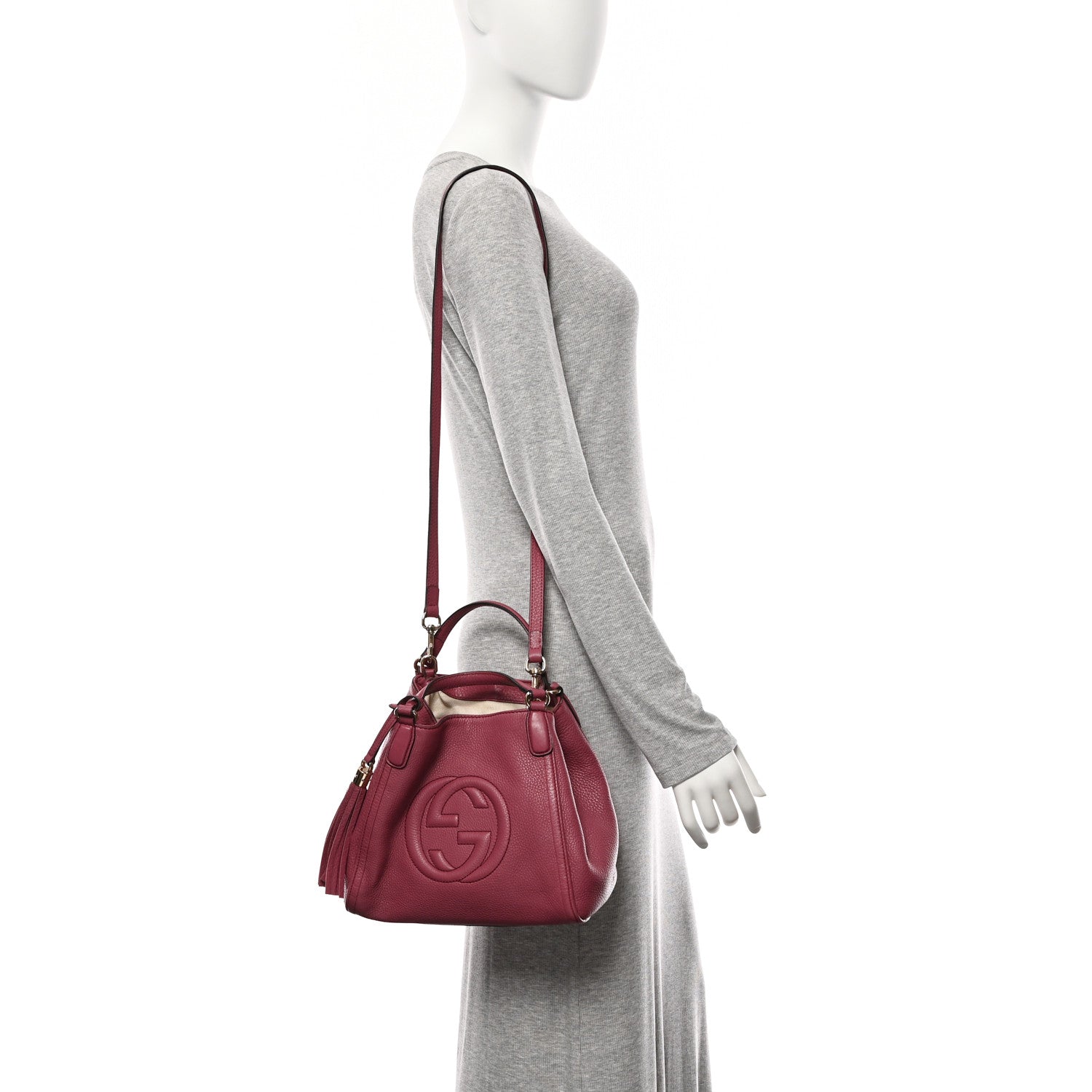 Gucci Pebbled Calfskin Small Soho Shoulder Bag Peonia Flower 2 of 11