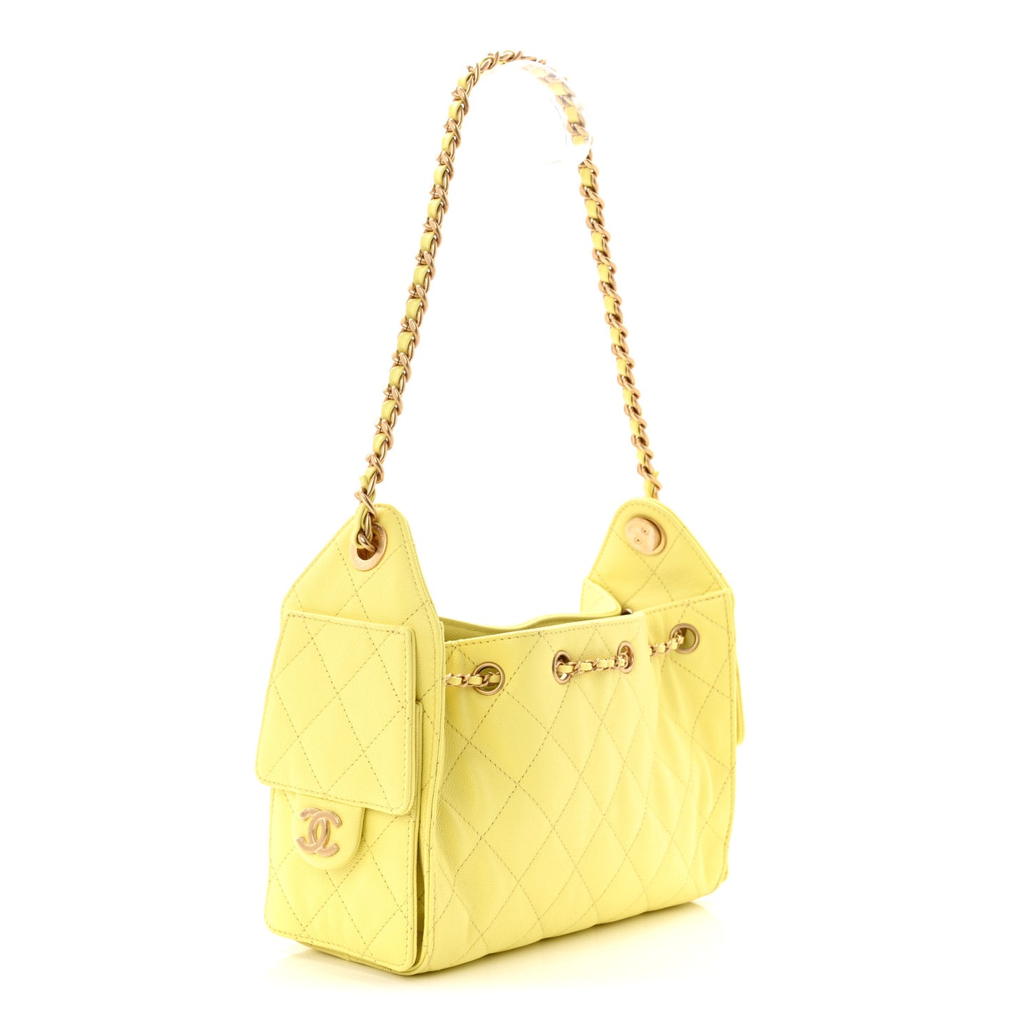 Caviar Quilted Mini Chanel 25 Handbag Light Yellow
