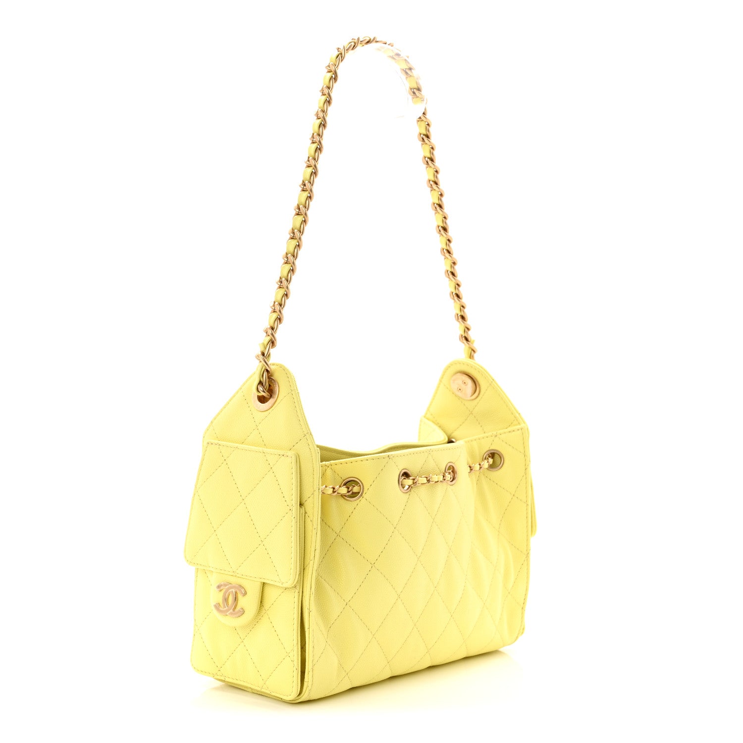 Chanel Caviar Quilted Mini Chanel 25 Handbag Light Yellow 3 of 10
