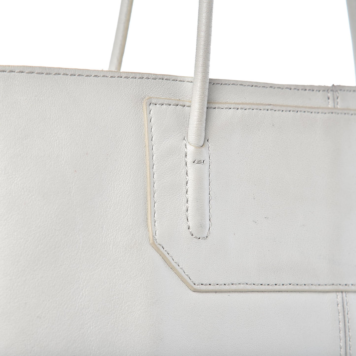 Pebbled Calfskin Prisma Skeletal Tote White