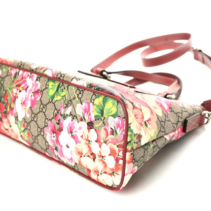 Gucci GG Supreme Monogram Blooms Small Zippered Tote Beige Multicolor Dry Rose 6 of 10