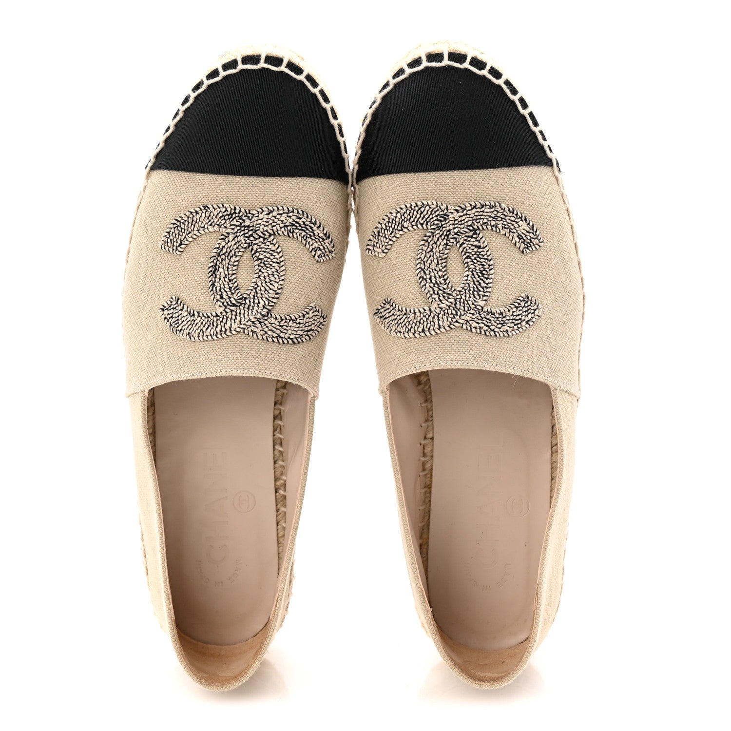 Chanel Canvas Grosgrain CC Espadrilles 37 Light Green Black 2 of 11