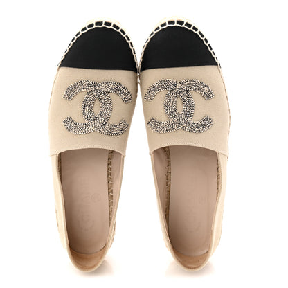 Chanel Canvas Grosgrain CC Espadrilles 37 Light Green Black 2 of 11