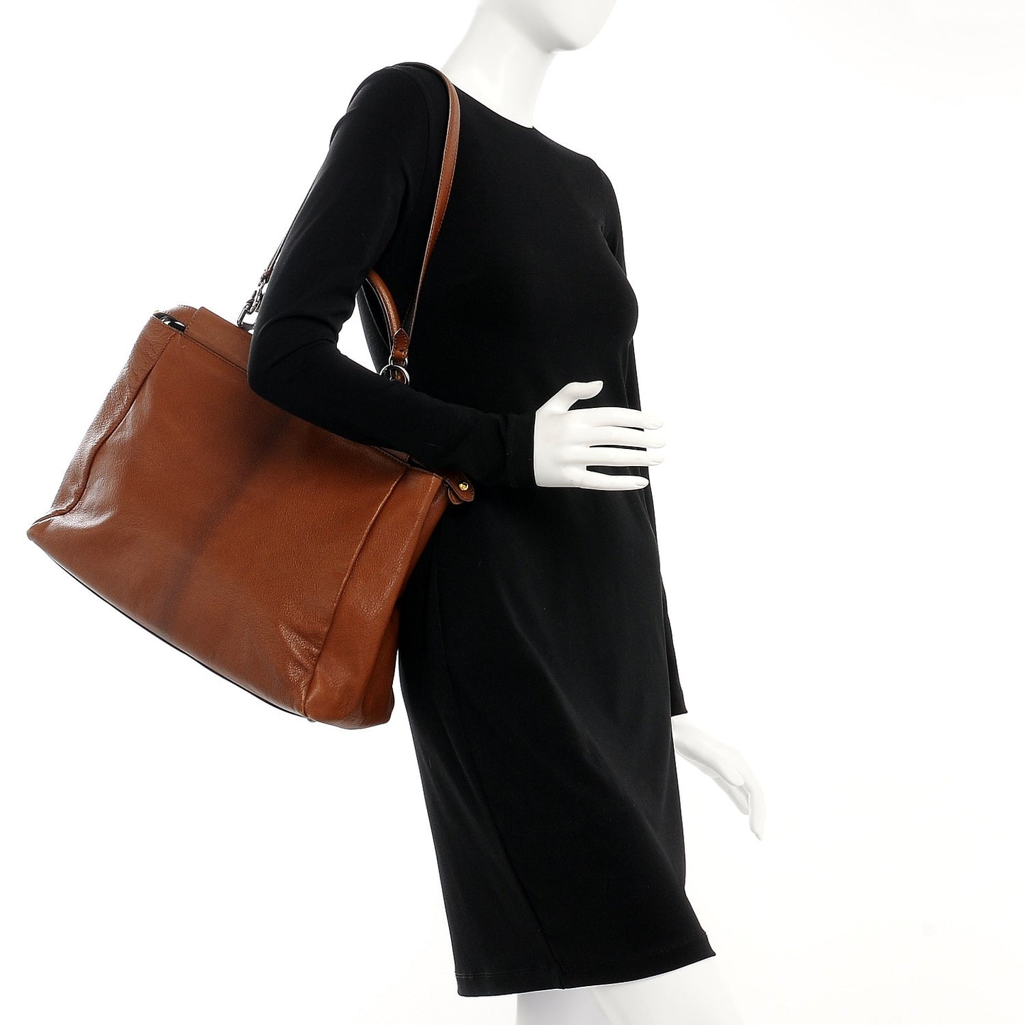 Goatskin Zucca Large Peekaboo Iconic Satchel Cuoio Tobacco Moro