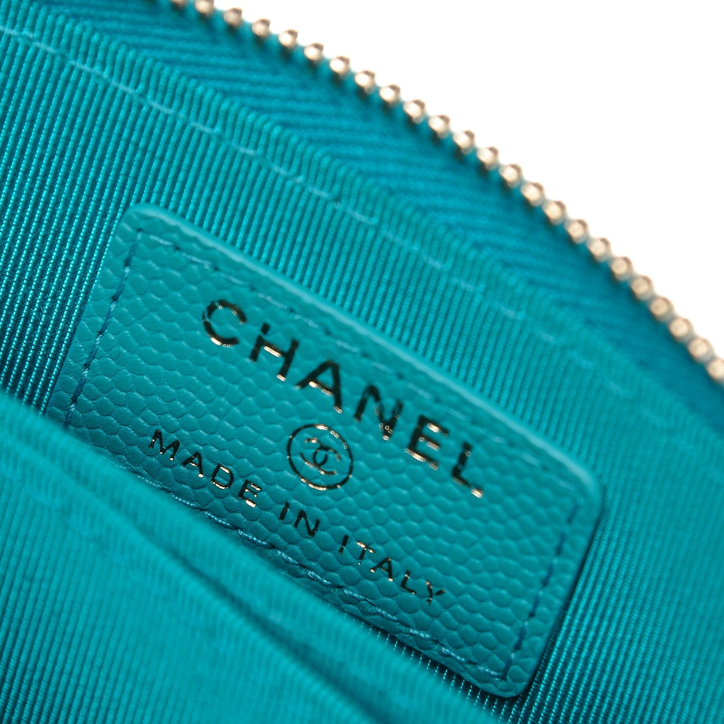 Caviar Quilted Zip Coin Purse Turquoise