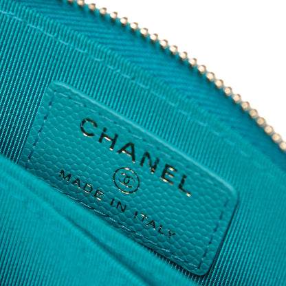 Chanel Caviar Quilted Zip Coin Purse Turquoise 6 of 7