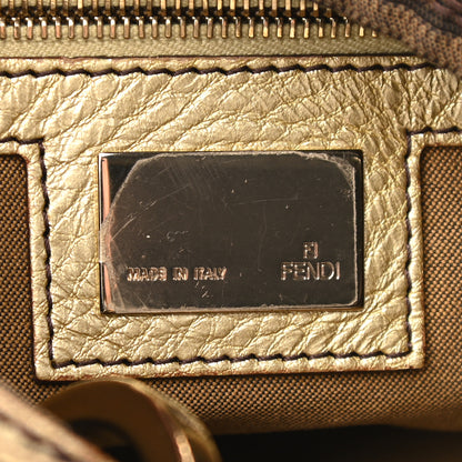 Fendi Zucca Laminated Vachetta Small Chef Chian Hobo Tobacco Bronzo 6 of 8
