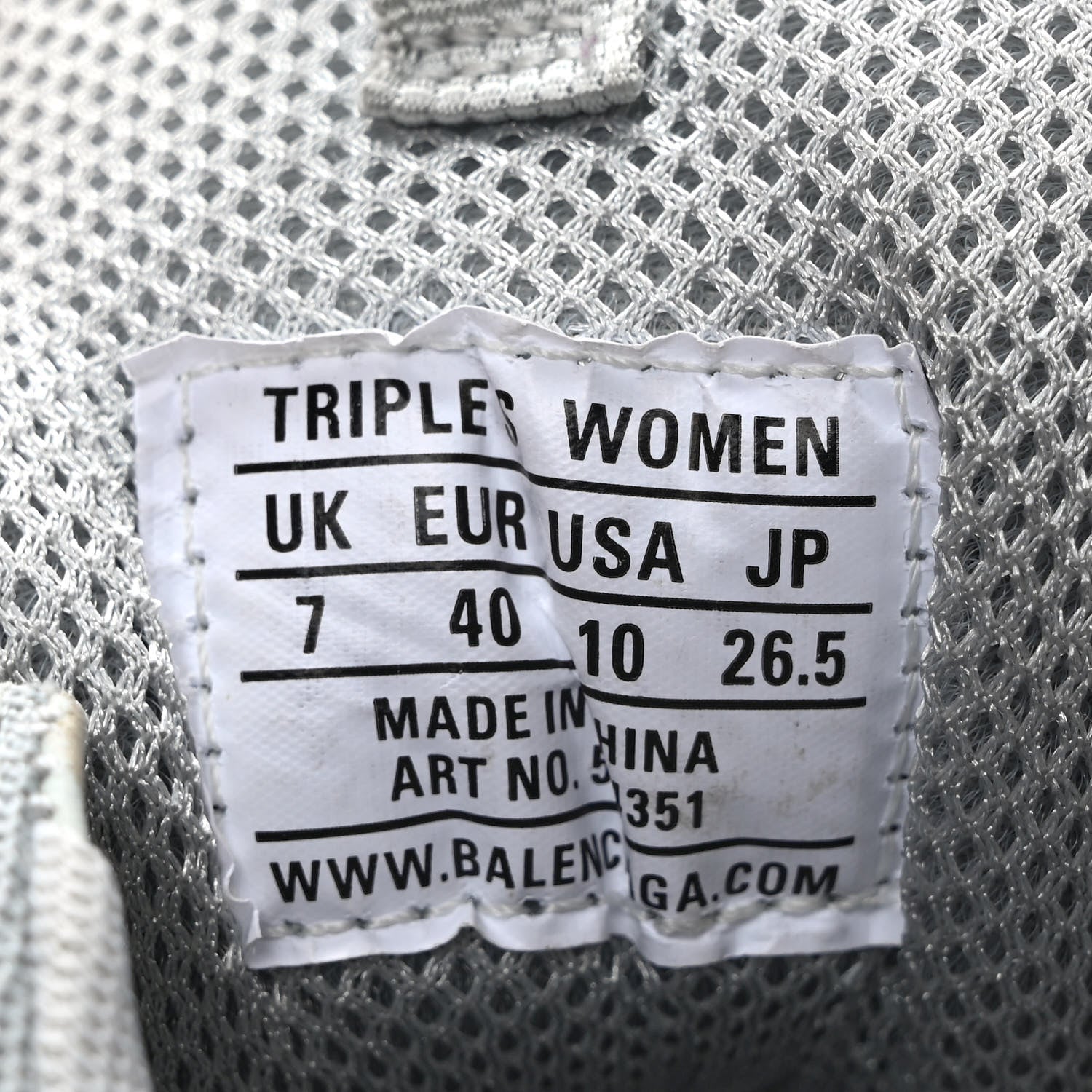 Balenciaga Fabric Mesh Clear Sole Womens Triple S Sneakers 40 Pearl Grey 8 of 8