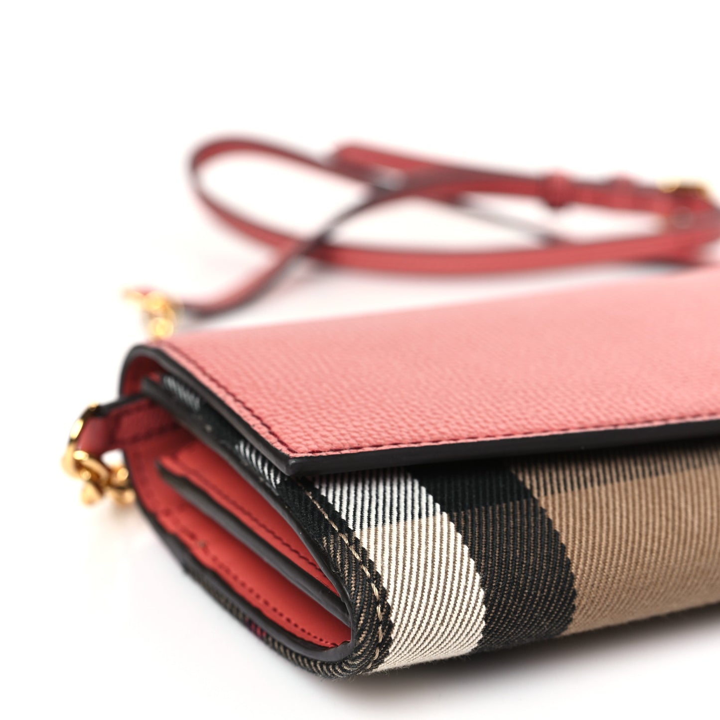 Grainy Calfskin House Check Henley Wallet On Chain Cinnamon Red