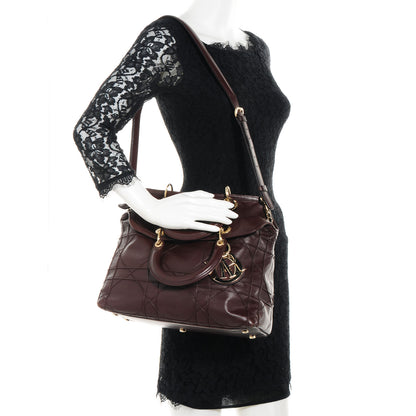 Christian Dior Lambskin Cannage Medium Granville Tote Brown 2 of 9
