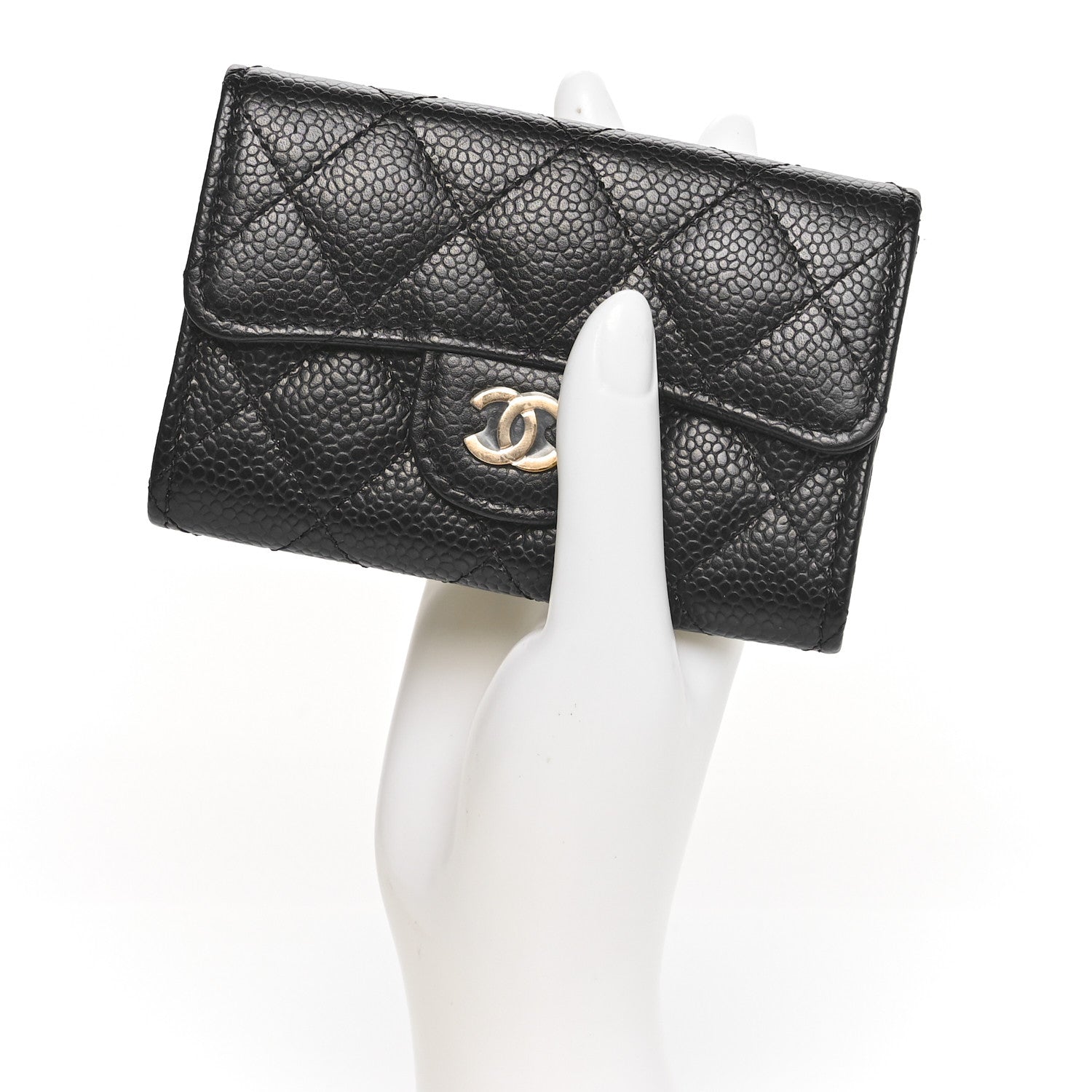 Chanel Caviar Quilted Flap Card Holder Wallet Black 2 of 11