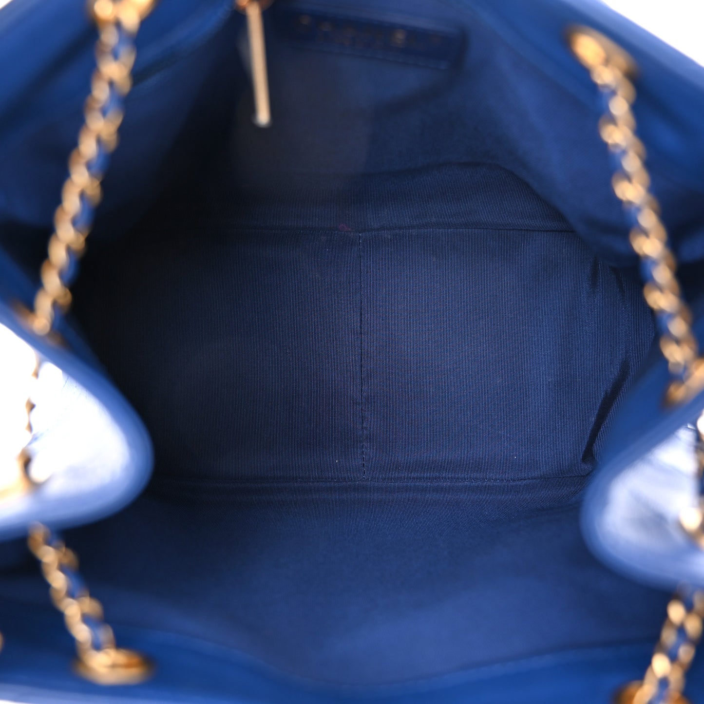 Calfskin Stitched Egyptian Amulet Drawstring Bag Blue