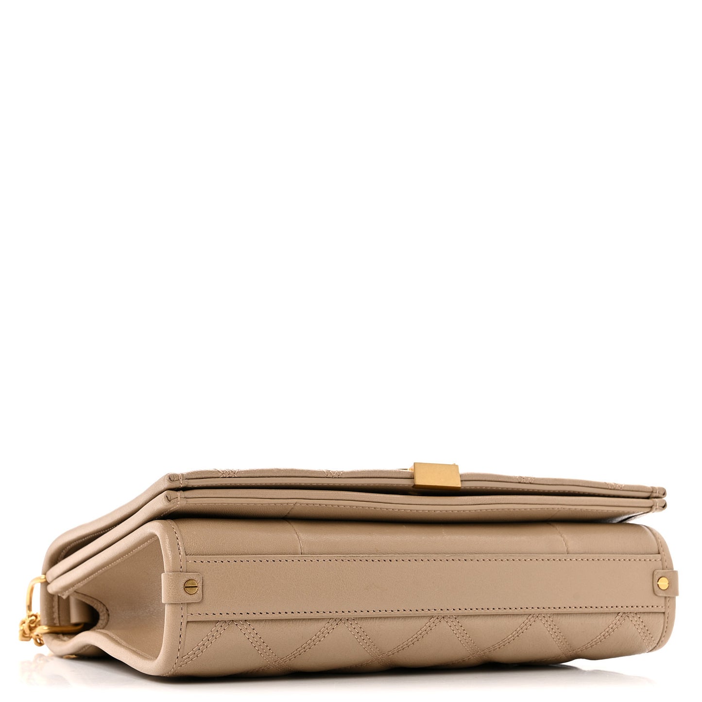 Lambskin Quilted Mini Becky Chain Bag Dark Beige