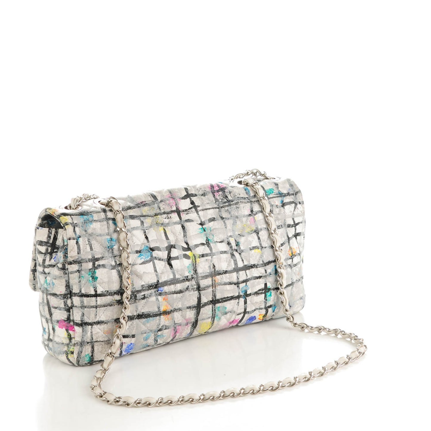 Calfskin Hand Painted Graffiti Flap Multicolor