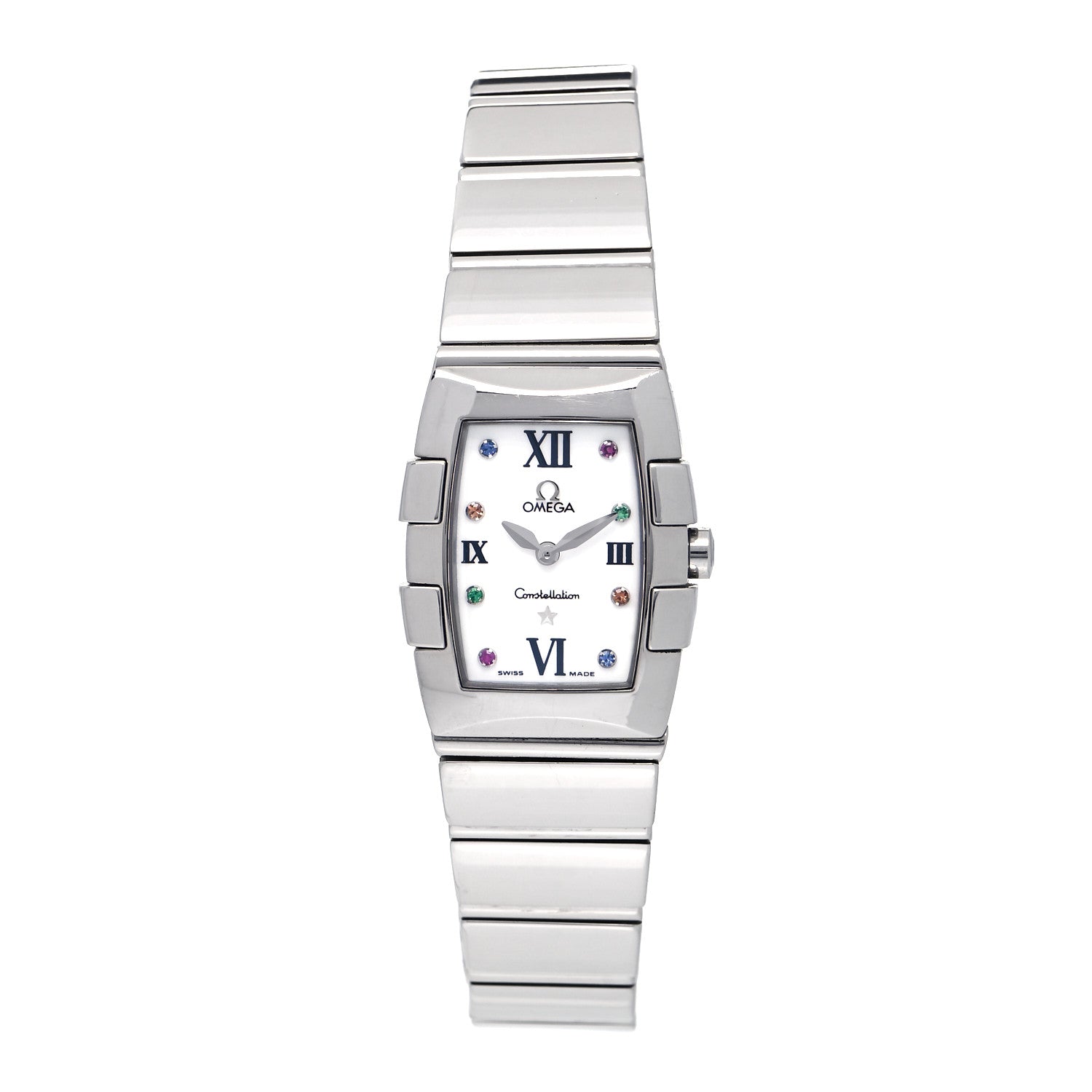 Omega Stainless Steel Multi Gemstone 26mm Constellation Quadrella Quartz Watch 1584.79.00 1 of 5