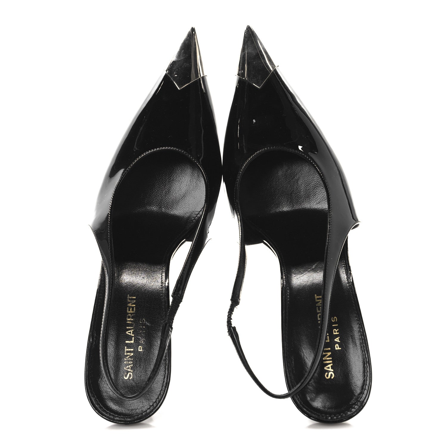 Saint Laurent Patent Cap Toe Vesper Slingback Pumps 39 Black 2 of 9