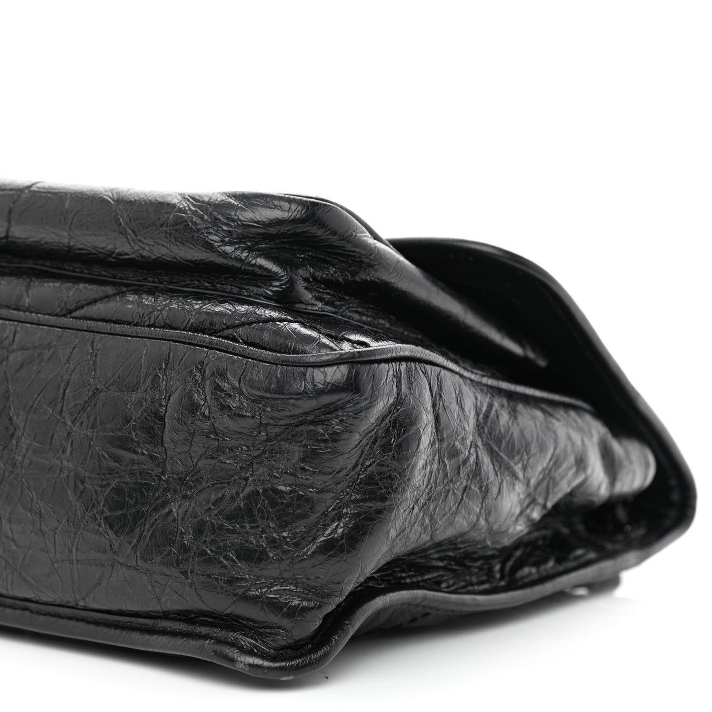 Crinkled Calfskin Matelasse Monogram Medium Niki Chain Satchel Black
