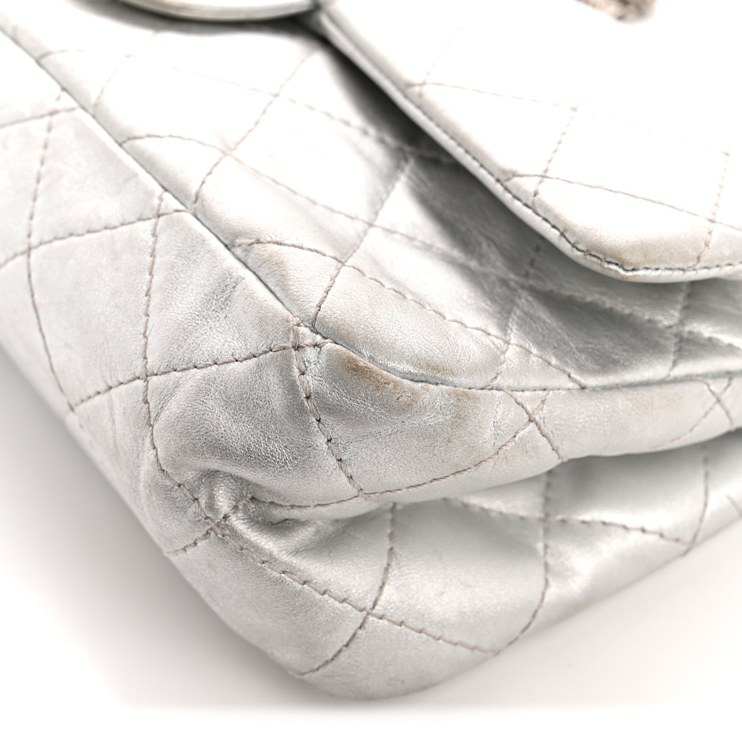 Metallic Lambskin Quilted 2.55 Reissue 227 Flap Silver