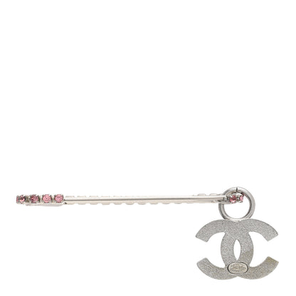 Chanel Crystal CC Safety Pin Brooch Gold Pink 3 of 7