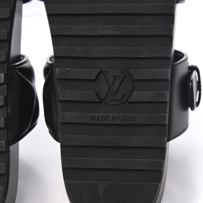 Louis Vuitton Calfskin New Wave Bom Dia Mule Sandals 37 Black 6 of 9